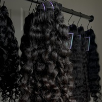 Cheveux bouclés birmans de qualité supérieure, double trame, cheveux vierges à cuticules alignées, lots de mèches Funmi Pixie Curls, couleur noir naturel