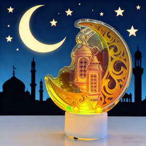 New Ramadan LED <b>Lantern</b> Muslim <b>Mini</b> Candle Night Light, Creative Moon Shape Decoration for Eid Festival Home Decor - Product Image 4