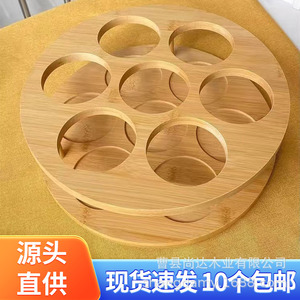 Estante de almacenamiento de madera para café y sirope, estante de vino de escritorio con múltiples compartimentos, estante giratorio de madera maciza para vino de cocina - Product Image 4