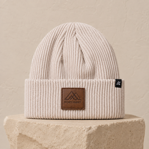 Custom Logo Chevron Knit Beanie OEM Embroidery Leather Patch High Quality Unisex Warm Wholesale Supplier Winter Hat - Product Image 4