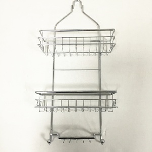 Bathroom <strong>Accesory</strong> Organizer Hanging Shower Caddy Chromed Metal Bathroom Wire Hanging Rack Shower Caddy Holder