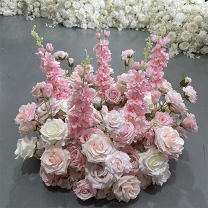 GreenLife Large and Artificial <b>Pink</b> Flower Wreath <b>Candlestick</b> Holder Elegant Centerpiece for Wedding Party Decor Wholesale - Product Image 4