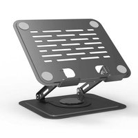 Great Roc Logo personnalisé Support pour ordinateur portable en métal avec base rotative Support pliable pour ordinateur de bureau à domicile Support pour ordinateur portable à 360 degrés