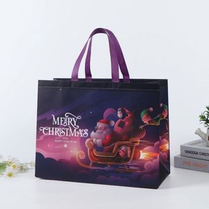 Wholesale Eco-Friendly Non-Woven Xmas <b>Bags</b> - Reusable <b>Gift</b>/Shopping <b>Bags</b> with Santa Prints, Bulk Order for Retailers - Product Image 1