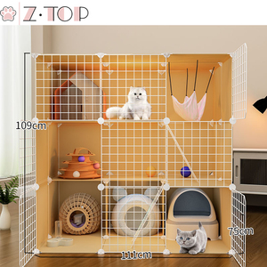 Assembly Fashion Large Metal Wire Breeding Cat Cage Playing House Ferret Cage