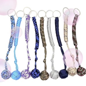 Handmade Paracord Keychain <b>Ball</b> Shape Lightweight Outdoor Camping Decorative Backpack Accessory Glass Bead Keyring - Product Image 4
