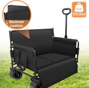 Hot Sales <strong>Wagon</strong> Bench Love Seat Collapsible Heavy Duty Four-Wheel <strong>Wagon</strong>-500 LBS Storage <strong>Beach</strong> Cart Big Wheels Camping Shopping - Product Image 2