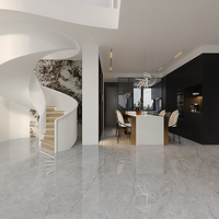 Carrelage en porcelaine gris aspect pierre polie 750x1500mm, motif continu 6 faces, étanche, pour sol et mur, idéal salle de bain moderne, salle à manger, villa