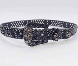 Bling Western Cowboy <b>Belt</b> with Skull Buckle Alloy Rhinestone Accent Cow Hide Waterproof Eco-Friendly for Men Women Rockstar - Product Image 6