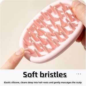 Brosses à cheveux en silicone naturel personnalisables avec logo pour femmes, brosses de massage douces pour le bain, peignes pour cheveux, vente en gros pour usines - Product Image 3