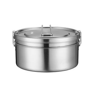 304 Stainless Steel <b>Round</b> Lunch <b>Box</b> Double Layer With Buckle Lid For Students Office Workers - Product Image 4