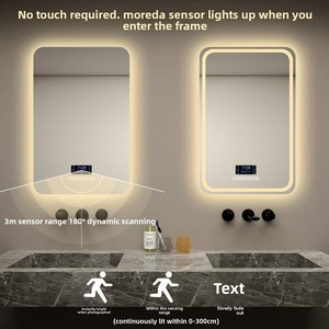 <span class=keywords><strong>Espejo</strong></span> <span class=keywords><strong>de</strong></span> <span class=keywords><strong>Baño</strong></span> Minimalista Moderno con Lentes <span class=keywords><strong>de</strong></span> Vidrio Metálicas Cuadradas, <span class=keywords><strong>Espejo</strong></span> <span class=keywords><strong>de</strong></span> Maquillaje con Tira <span class=keywords><strong>de</strong></span> Luz LED, <span class=keywords><strong>Espejo</strong></span> Antivaho para Colgar en la Pared - Product Image 3