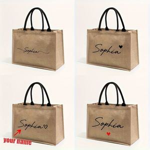 Sac de plage en lin personnalisé avec motif uni, cadeau portable pour femmes et couples, pour le rangement des articles de toilette en voyage - Product Image 6