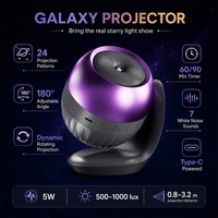 24 Pola Proyeksi Proyektor Bintang Galaksi Lampu Malam dengan Suara Putih Rotasi 180 Derajat Tipe C Bertenaga untuk Kamar Tidur Anak