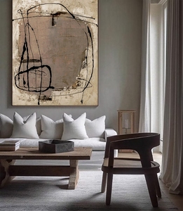 Arte Mural Enmarcado Wabi Sabi, Pintura al Óleo Abstracta Texturizada en 3D Hecha a Mano, Pintura Decorativa Minimalista en Lienzo <span class=keywords><strong>para</strong></span> Sala de Estar - Product Image 3
