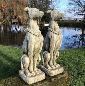 特注天然大理石の石動物像人命サイズ犬の彫刻家の入り口の家族の装飾手芸 - Product Image 1