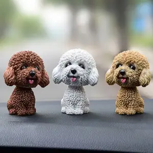 卸売かわいい樹脂動物ボブルヘッド子犬3D置物車ダッシュボードおもちゃクラフトとお土産用