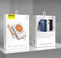 Cargador y Banco de Energía 2 en 1 de 10000 mAh y 10 W |   Cable de Carga Integrado PD de 20 W Máx. con Cordón |   Con soporte para teléfono
