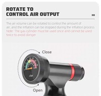 Pompe à vélo d'urgence mini CO2 PRO-STAR 16 G avec valves Schrader/Presta, construction en aluminium, haute pression >160 PSI pour vélos