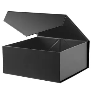 Özel sert kutu ambalaj hediye kapaklı kutu siyah katlanabilir manyetik kapak hediye kutusu