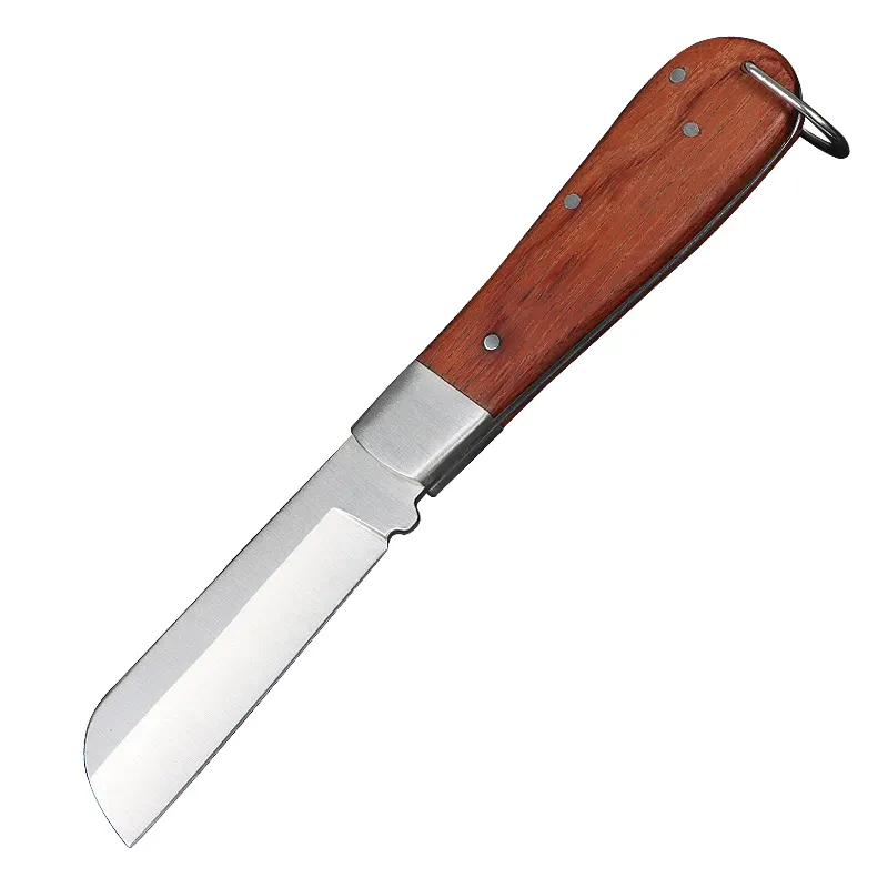 Cuchillo de injerto profesional, recortador de jardín, herramienta de corte, cuchillo de seta 3CR13, cuchillo de electricista plegable con mango de madera