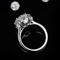 SGARIT Fine Jewelry Bague Moissanite concassée glacée 14K Or pur 2CT VVS1 D GRA Anneaux de promesse de mariage Moissanite pour femme