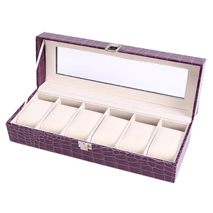 Caja <span class=keywords><strong>de</strong></span> reloj <span class=keywords><strong>de</strong></span> lujo personalizada para hombre y mujer, caja <span class=keywords><strong>de</strong></span> cuero PU con 6 ranuras, cajas y estuche para relojes - Product Image 6