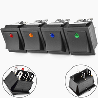 Interruptor Basculante Resistente KCD2 ON-OFF de 4 Pines DPST con Iluminación de Punto y Terminales de Soldadura para Coche y Barco