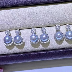 อุปกรณ์ทำเครื่องประดับมุก DIY 22412 ถาดเปล่าสำหรับต่างหูเงินแท้ S925 เครื่องประดับเงินแฟชั่น ต่างหูพร้อมลูกปัดทรงกลมขนาด 8-9 มม. - Product Image 2