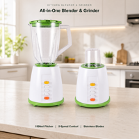 Blender de cuisine 1500 ml avec commande par bouton-poussoir, moulin à sec amovible, design 3 couleurs pour smoothies, jus et milkshakes