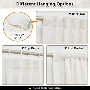 <span class=keywords><strong>Rideaux</strong></span> en <span class=keywords><strong>lin</strong></span> 84 pouces de longueur pure 50 pouces de large ensemble de panneaux Style Boho dos onglet draperies pour salon - Product Image 3