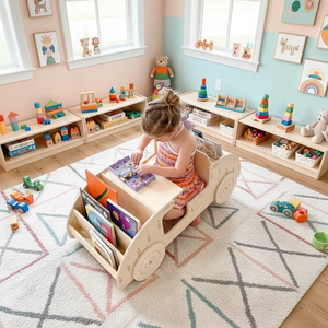Étagère à livres pour enfants en bois massif pour le salon - Rangement et présentoir multi-niveaux Style moderne Écologique - Product Image 4
