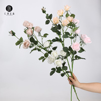 Décor floral mural en tissu de soie artificielle 5D, rose douce, fait main, haut de gamme, style naturel blanc, 76 cm, pour mariage et fête nuptiale