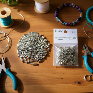 Perline Metalliche Ilan 3x6mm Cilindriche Argento 8g per Creazione di Gioielli - Product Image 3