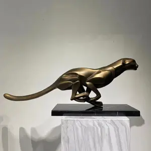 制造商定制现代动物豹雕像户外装饰金属艺术不锈钢铸造青铜豹子雕塑