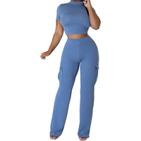 Ensemble de survêtement deux pièces pour femme, personnalisé, avec t-shirt uni à fente latérale boutonnée et pantalon de survêtement, à séchage rapide, respirant, imperméable, style vintage