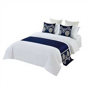 High Quality Hotel Style Luxury Solid Plain 100% Cotton Durable & Breathable Customizable Bed Runner Cushion Cover <b>Bedding</b> Set - Product Image 1