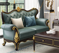 Nouveau haut de gamme pleine maison design en bois royal meubles canapé ensemble doré sculpté canapé design européen en cuir canapé ensemble