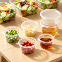 Gobelets à sauce jetables en PP avec couvercle, design à charnière à paroi simple, capacités multiples, logo personnalisé et service OEM pour la restauration rapide à emporter