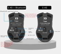 2026 2.4g Mouse Nirkabel Ergonomis Pengisian Daya Otomatis untuk Laptop Komputer Desktop X9