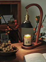 Lampe chauffe-bougie électrique style Mid-Century Modern, base en bois clair et fer, écologique, luminosité réglable, haute performance