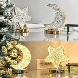 यूएसबी चार्जिंग टच तीन रंग प्रकाश उत्सर्जक डायोड स्टार क्रिसेंट एक्रिलिक क्रिस्टल सजावट आधा चंद्रमा बच्चों की लड़की उपहार - Product Image 5