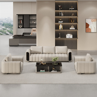 Ensemble de canapés modulaires en cuir pour réception de bureau, style moderne et simple, trois places, sensation de luxe léger, haut de gamme, pour appartement