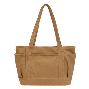 Custom Logo <b>Canvas</b> <b>Tote</b> Beach Bags for Women Purse Laptop Work Totebags With Pocket Large Capacity Fashion Ladies Shoulder Bags - Product Image 1