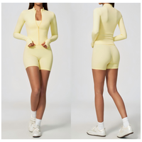 Ensemble de fitness pour femmes, short à manches longues, respirant, extensible dans quatre directions, séchage rapide, pour la course à pied en plein air à haute intensité