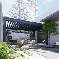 Pérgola de Aluminio para Villa, Impermeable, con Cierre, Resistente al Fuego, Techo para Terraza, Espacio Exterior, Iluminación LED, Diseño Ecológico, Personalizable