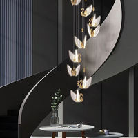 Lustre LED en acrylique Swan, design long et large, pour hall d'hôtel et escaliers de villa, personnalisable, avec interrupteur à intensité variable