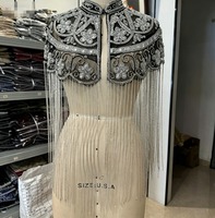 Cape-châle de luxe perlée à pampilles, boléro à strass et sequins, écharpe élégante à franges perlées pour robe de soirée, banquet ou mariage