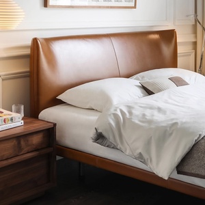 Letto <span class=keywords><strong>Matrimoniale</strong></span> di Design Italiano Zayshine, Minimalista e Lussuoso in Vera Pelle, Modulare 1,8 Metri Extra-Large per Villa - Product Image 4