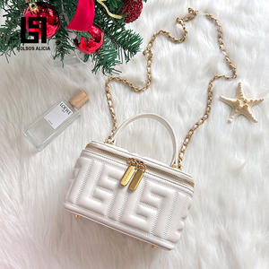 <span class=keywords><strong>Bosso</strong></span> Alice Bag 2023 Fashion Diamond Checkered Chain Makeup Bag con cremallera, Small Fragrant Style Bolso cruzado para mujer - Product Image 2